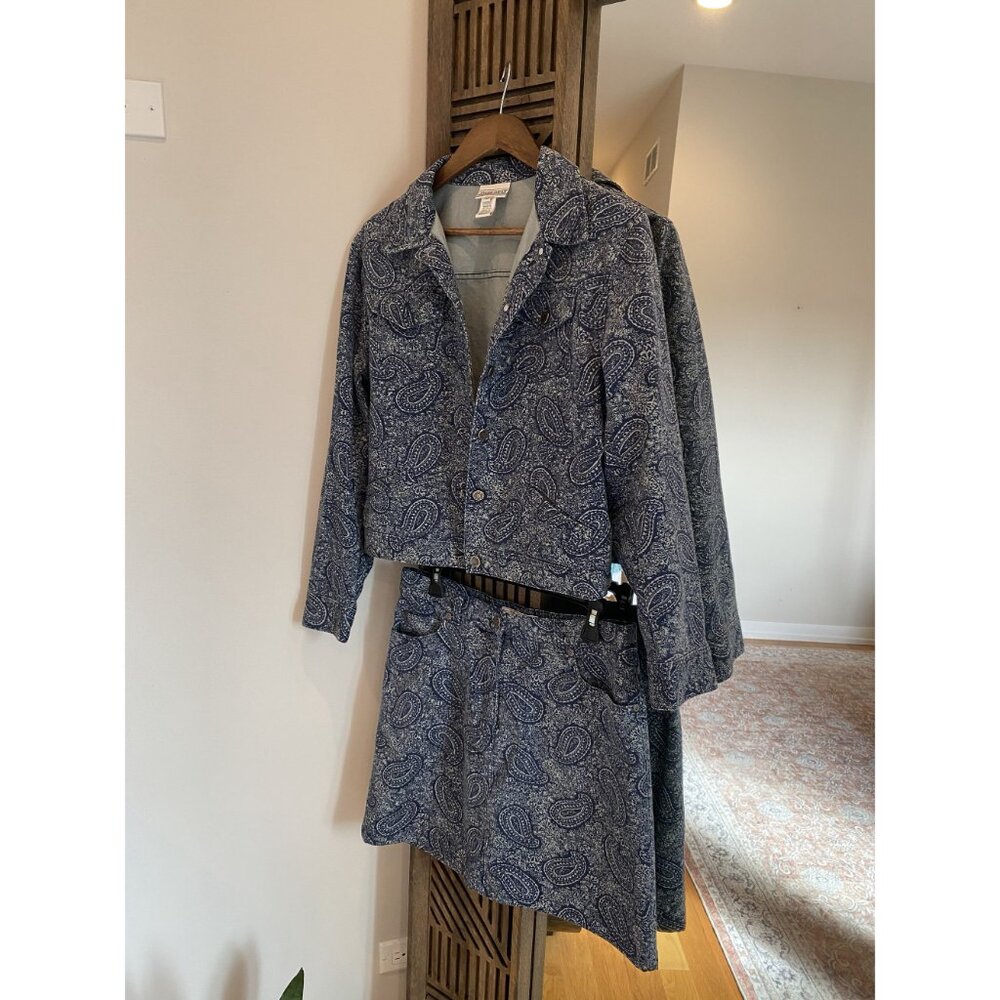 Joneswear 2 Piece Blue Paisley Jacket Mini Skirt Set Size 10 - Picture 2 of 14